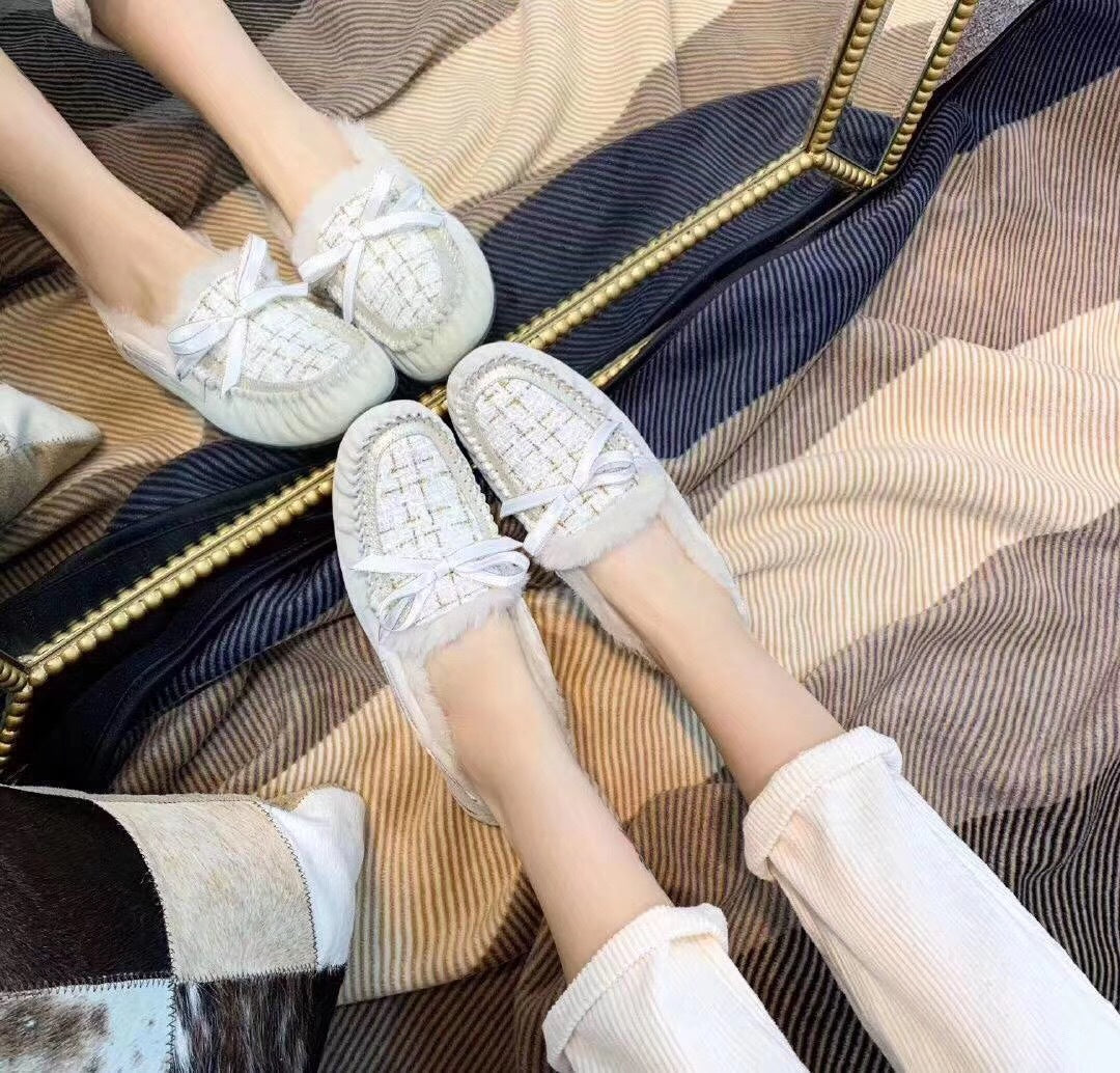 Pearl White Chanel-Style Driving Loafers — Sophisticated & Chic | New Arrival | In Stock