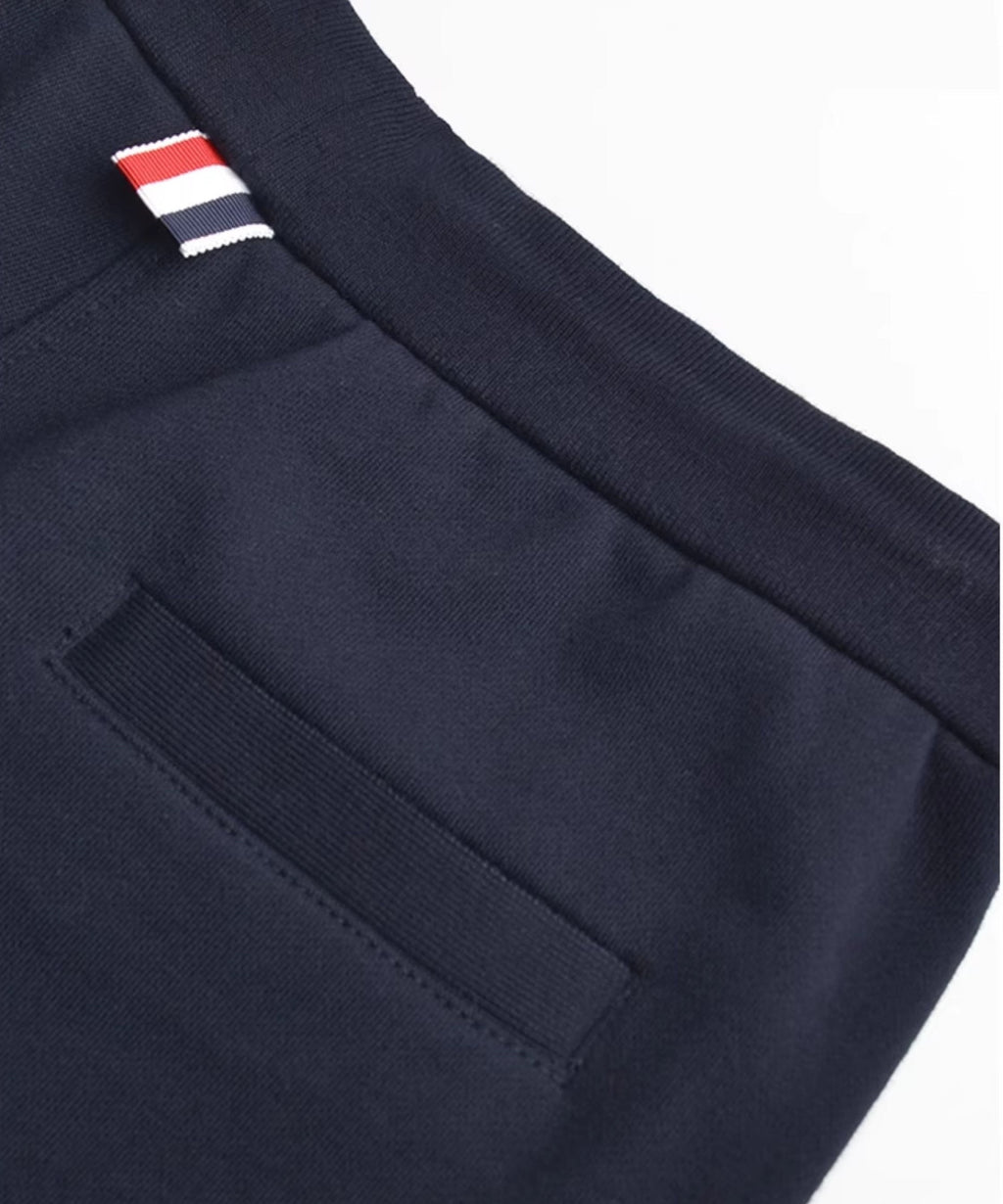 Thom Browne Style Men's Casual Sweatpants - Cotton Signature Four-Bar Detail