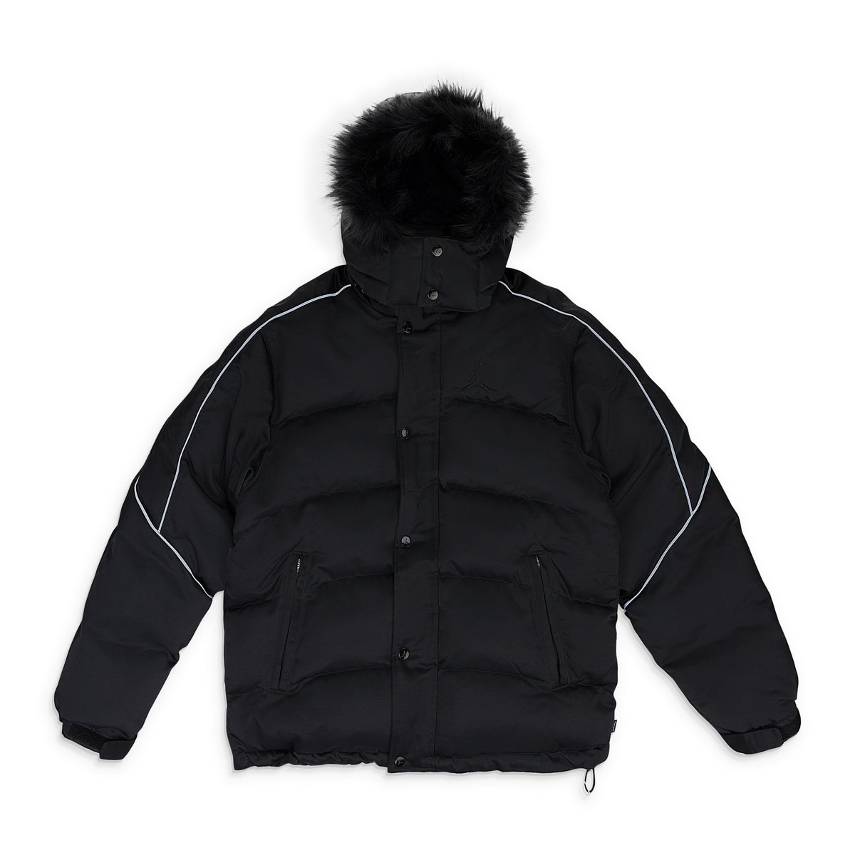 BLACK JORDAN WITH FUR HOODIE