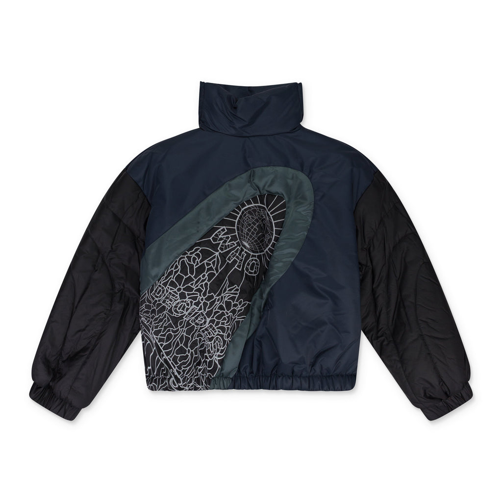 Indigo Diagonal Glass Puffer Jacket