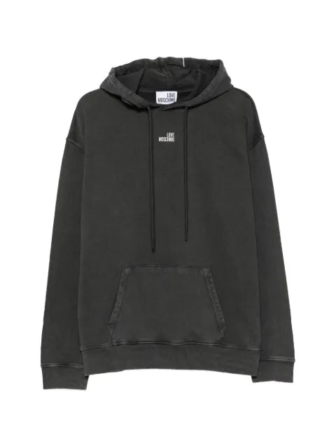 Love Moschino logo-print cotton hoodie