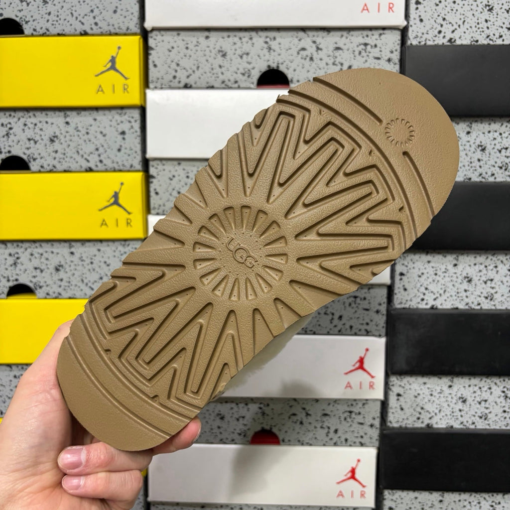 UGG Disco Slide Platform Mule – Women's Sherpa-Lined Suede Slide with Logo Strap in Chestnut