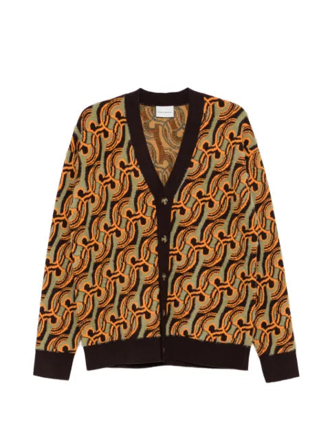 Drôle De Monsieur abstract-pattern jacquard-knit cardigan