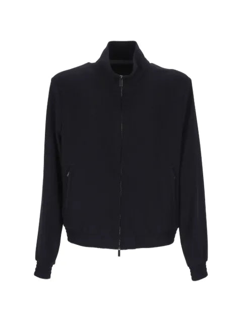 Emporio Armani zip-up ribbed-trim jacket
