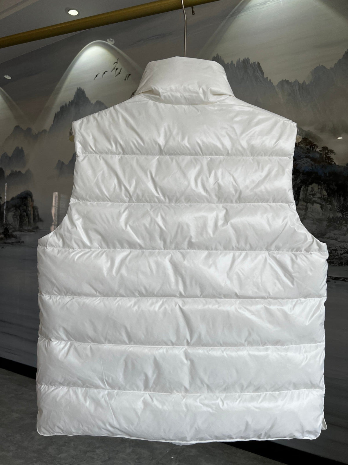Moncler White Glossy Down Vest