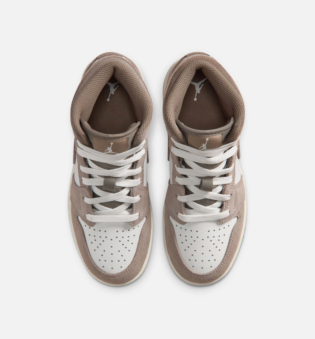 Air Jordan 1 Mid Grade School Sneakers - Enigma Stone / Olive Grey / Summit White