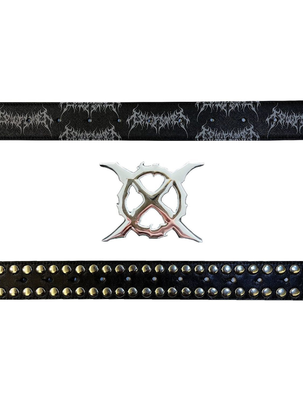 GROUPMAREK GMK X Logo Rivet Leather Belt Detachable Metal Buckle Waist