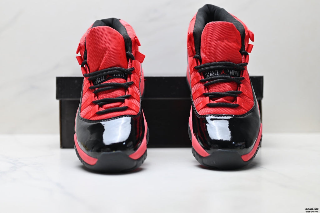 Air Jordan 11 Retro Red and Black Unisex Sneakers Style 01