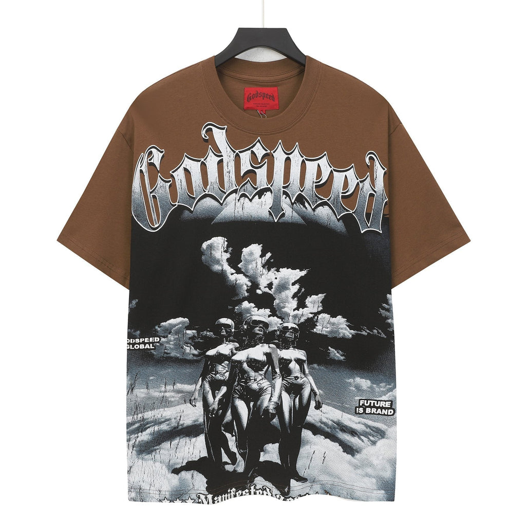 Godspeed Our Future Our Youth Brown Graphic T-Shirt