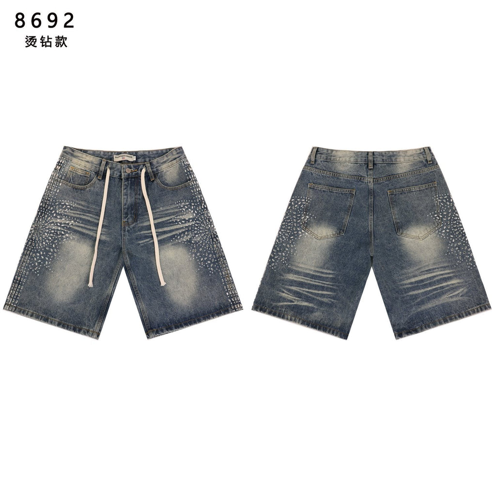 VALE SPORTS DIVISION Rhinestone Starburst Denim Shorts