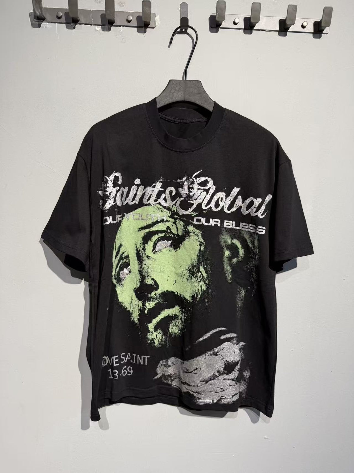 SAINT Green Portrait Graphic T-Shirt