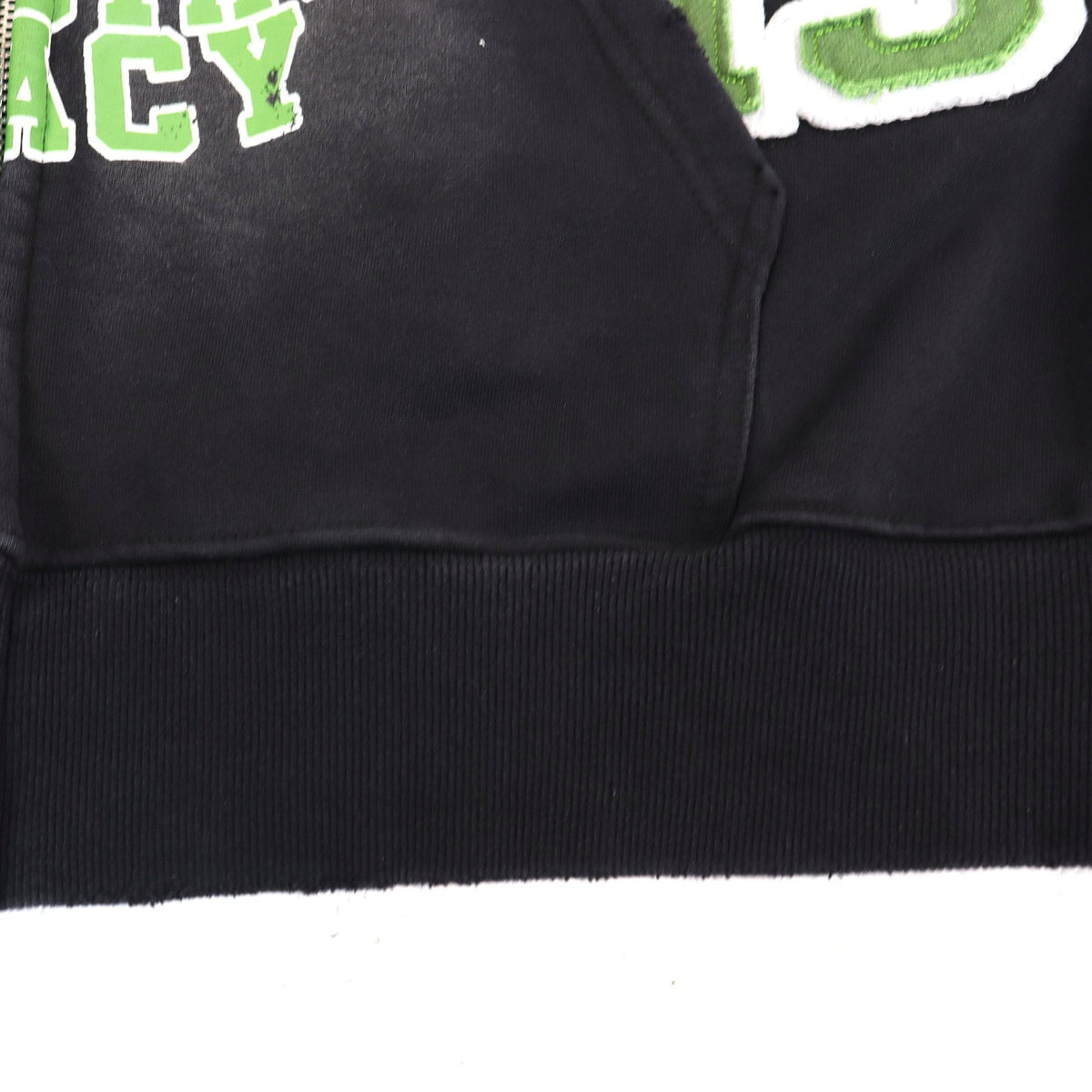 Valley Dreams Washed Black Collegiate Crest Zip Hoodie
