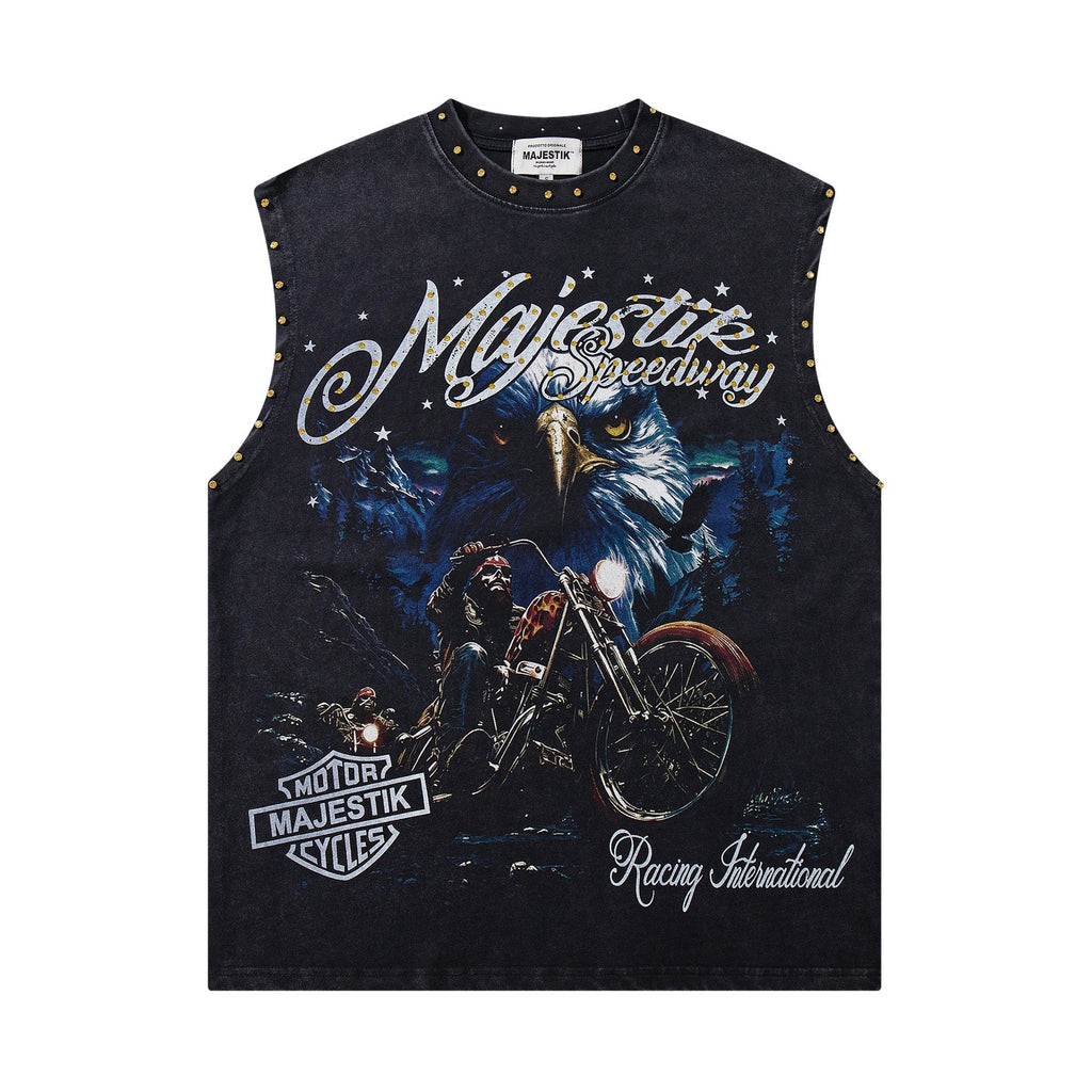 MAJESTIK Speedway Eagle Motorcycle Sleeveless T-Shirt