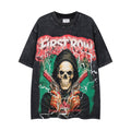 MAJESTIK Washed Black Skull Graphic T-Shirt