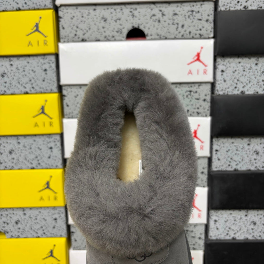 UGG Tazz Slipper – Women’s Suede Clog with Oversized Shearling Cuff in Grey
