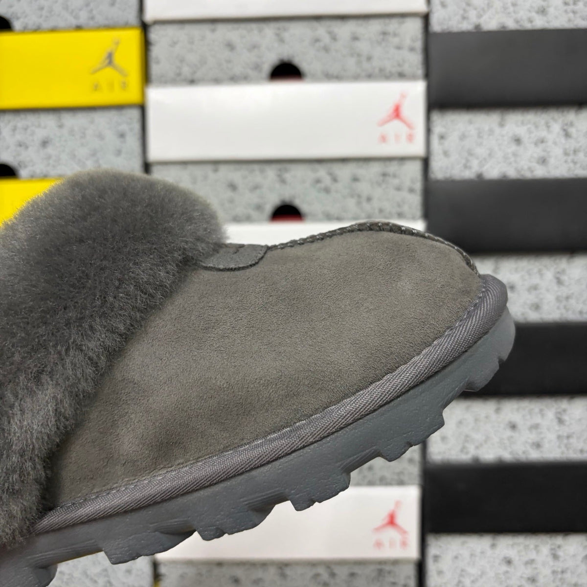 UGG Classic Shearling Clog – Open-Back Suede Mule with Tonal Grey Shearling Upper & Chunky Lug Sole in Slate Grey