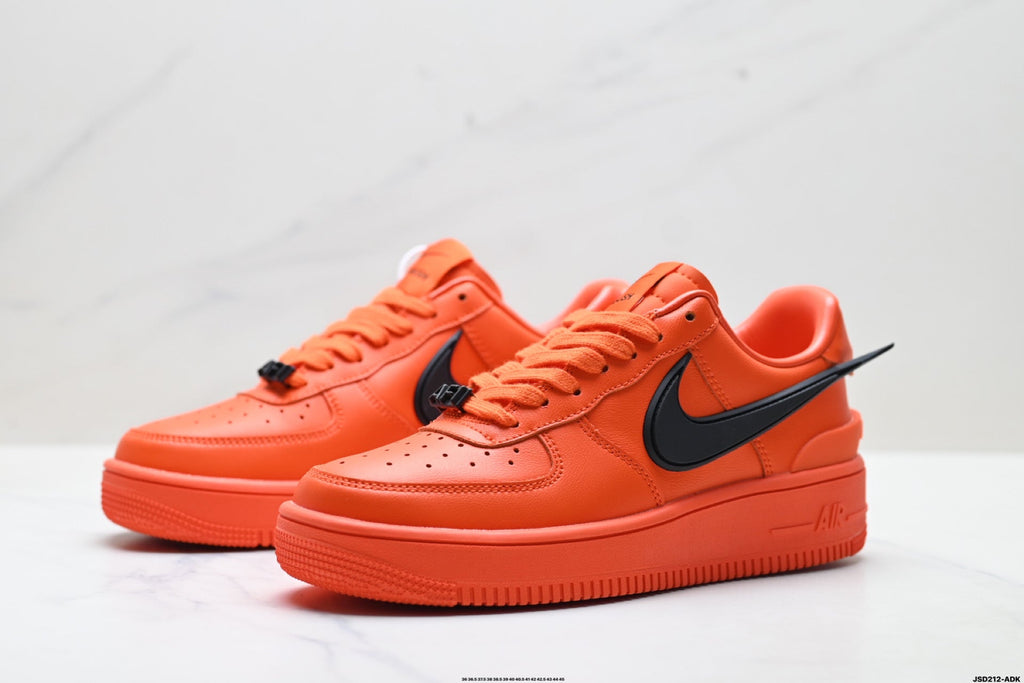Nike Air Force 1 Low Orange Black Unisex Sneakers Style 13