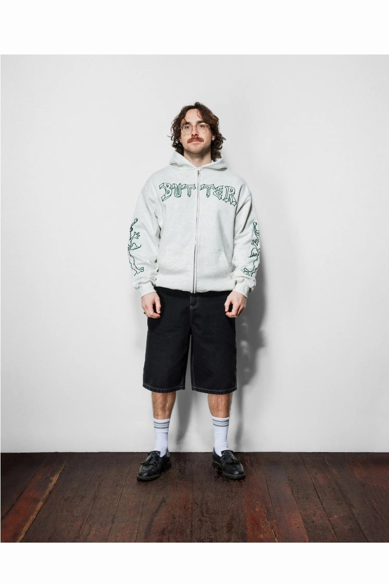 BUTTER THIRTEEN ZIP-THRU HOODIE Ash Heather