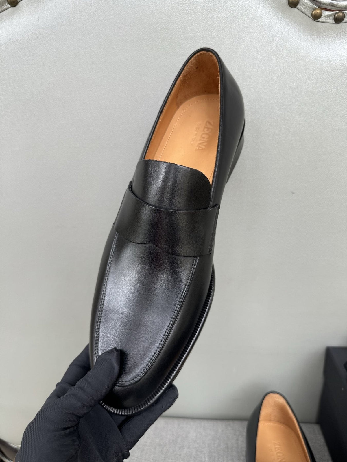 Zegna Men's Black Leather Loafers