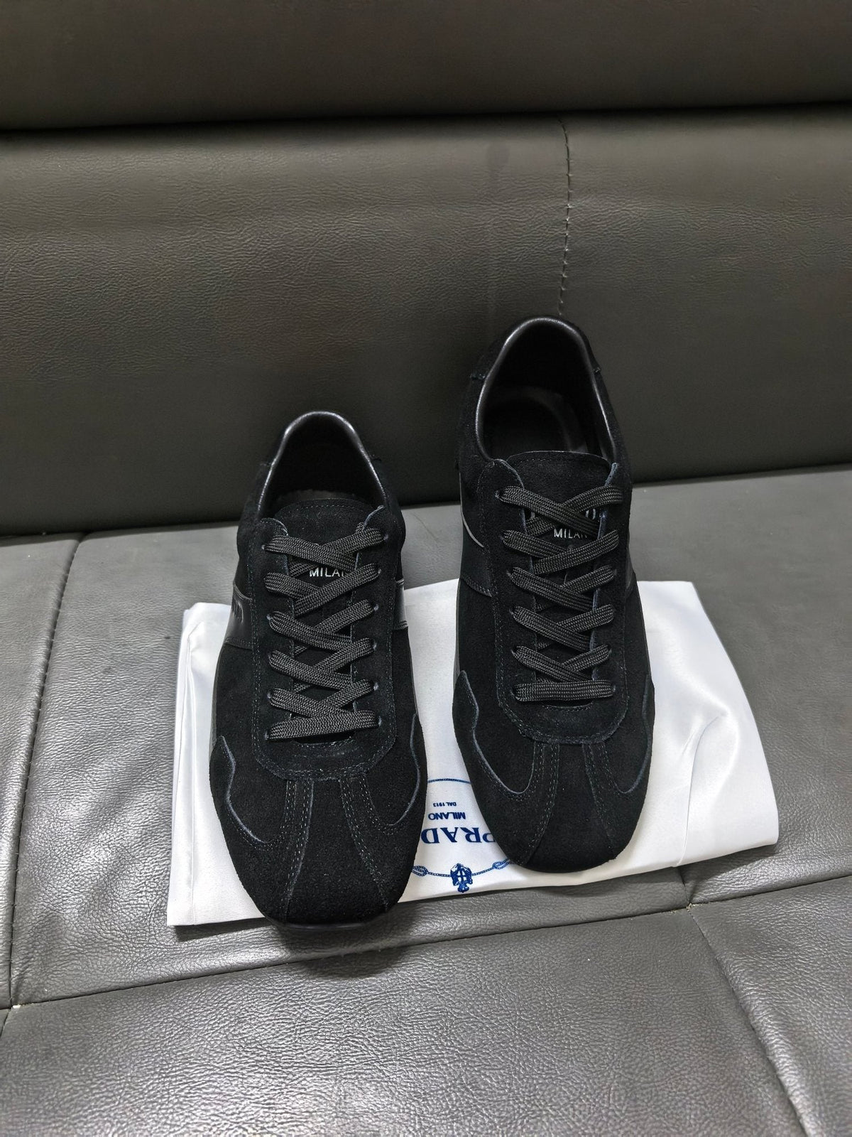 Prada Men's Black Low-Top Sneakers - Black Tonal Upper And Laces