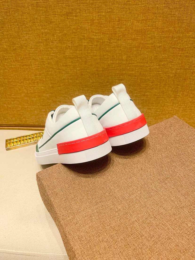 White Green and Red Low-Top Sneakers