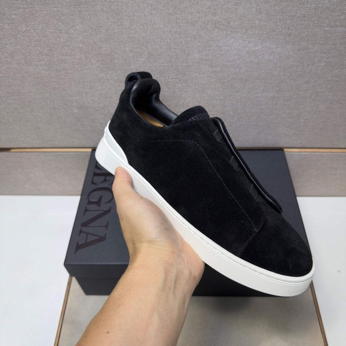 Zegna Men's Textured Slip-On Sneakers
