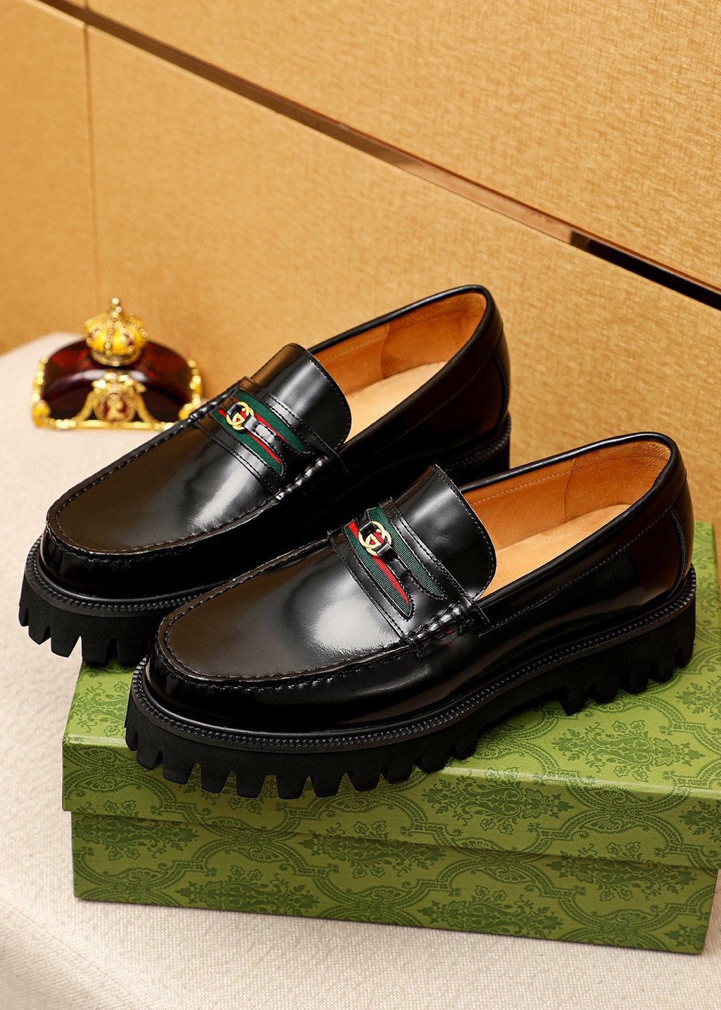 Gucci Leather Lug-Sole Loafers