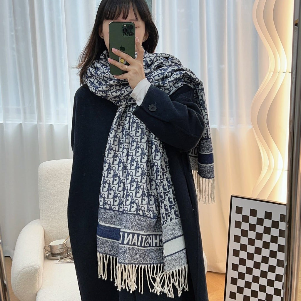 Dior Patterned Fringed Scarf