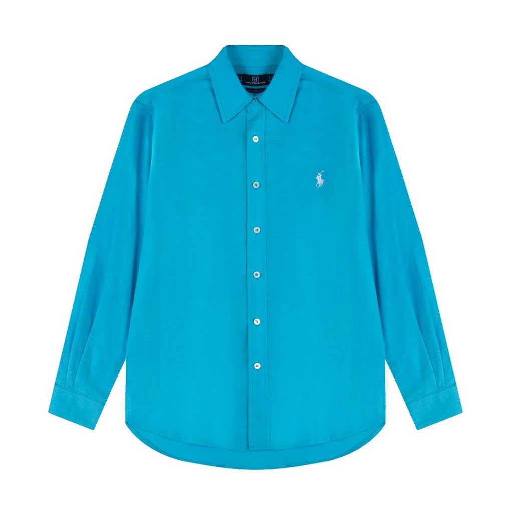 Ralph Lauren Embroidered Cotton-Blend Slub Linen Long-Sleeve Shirt