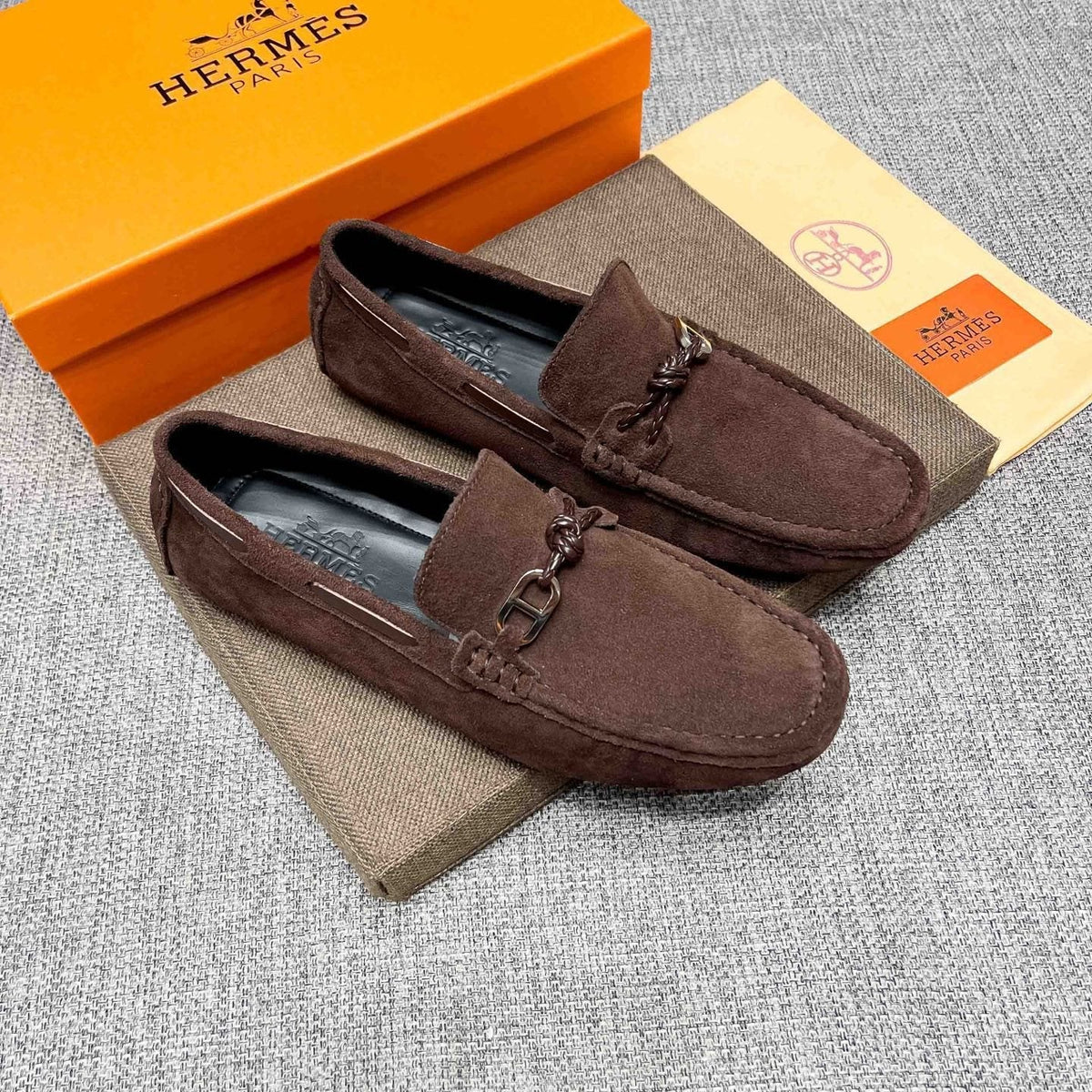 Hermès Suede-Look Driving Loafers