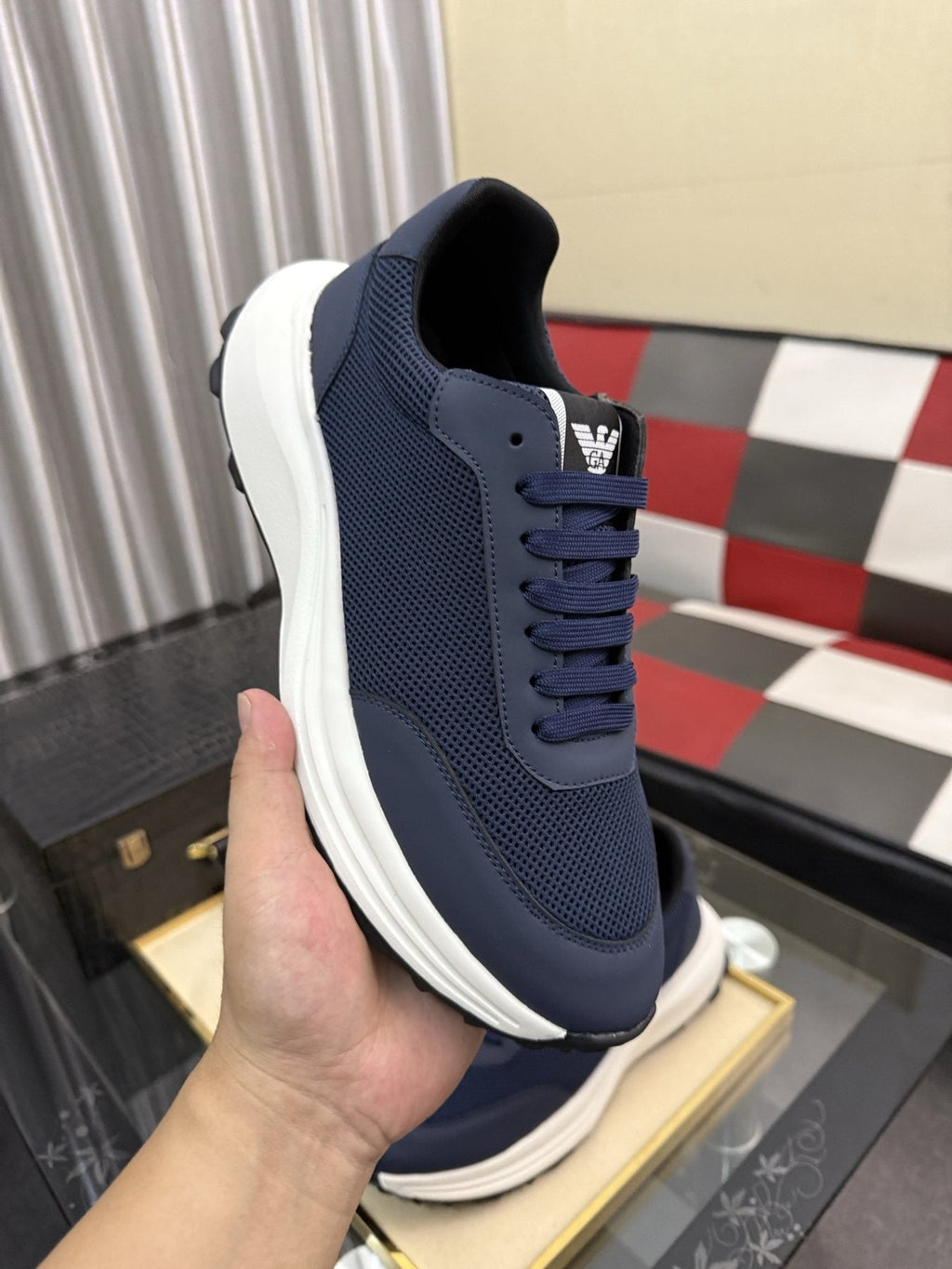 Armani Textured Low-Top Sneakers