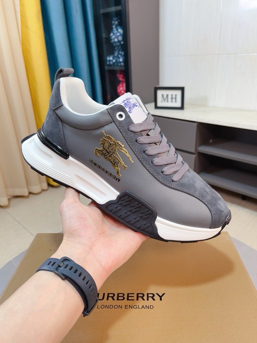 Burberry Men's Contrast-Panel Lace-Up Sneakers