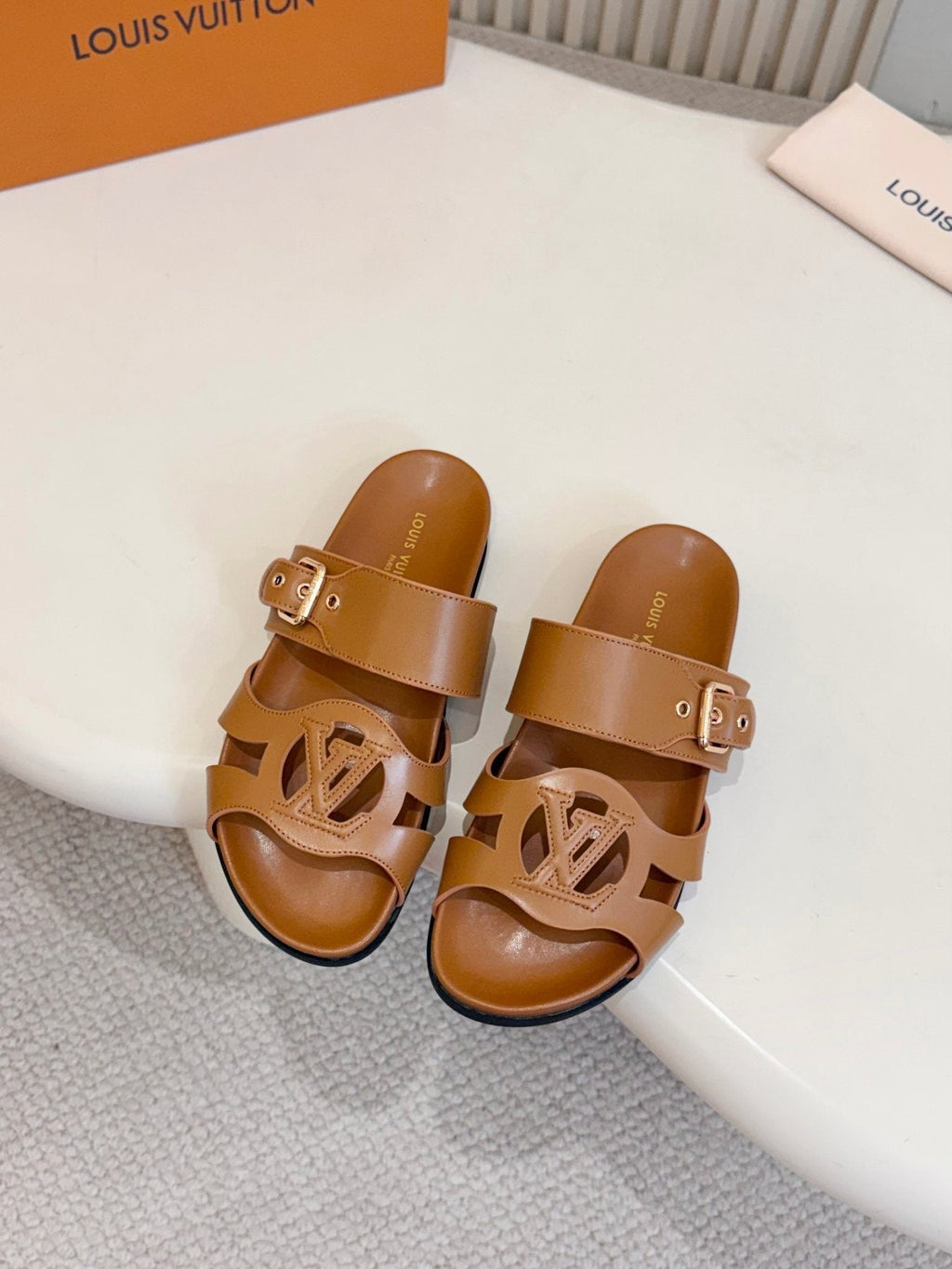 Louis Vuitton Cutout Buckle Slide Sandals