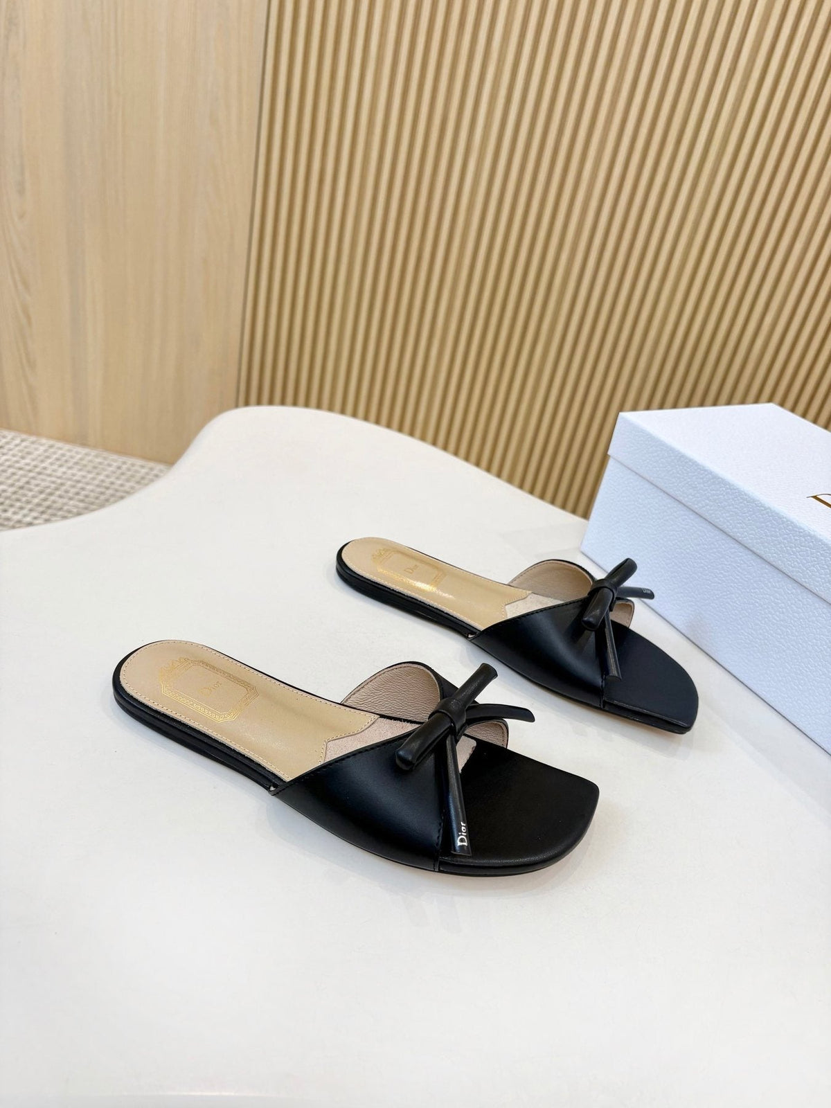 Dior Bow-Detail Slide Sandals