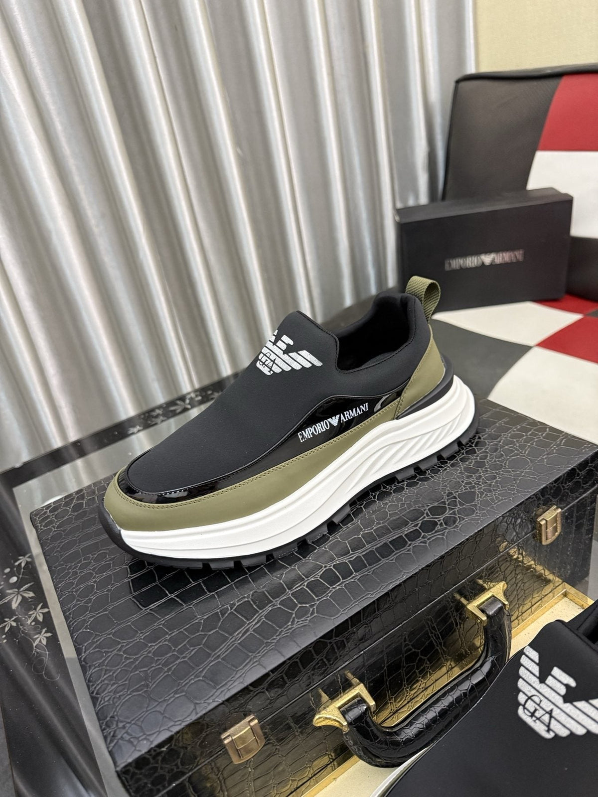 Armani Paneled Slip-On Sneakers