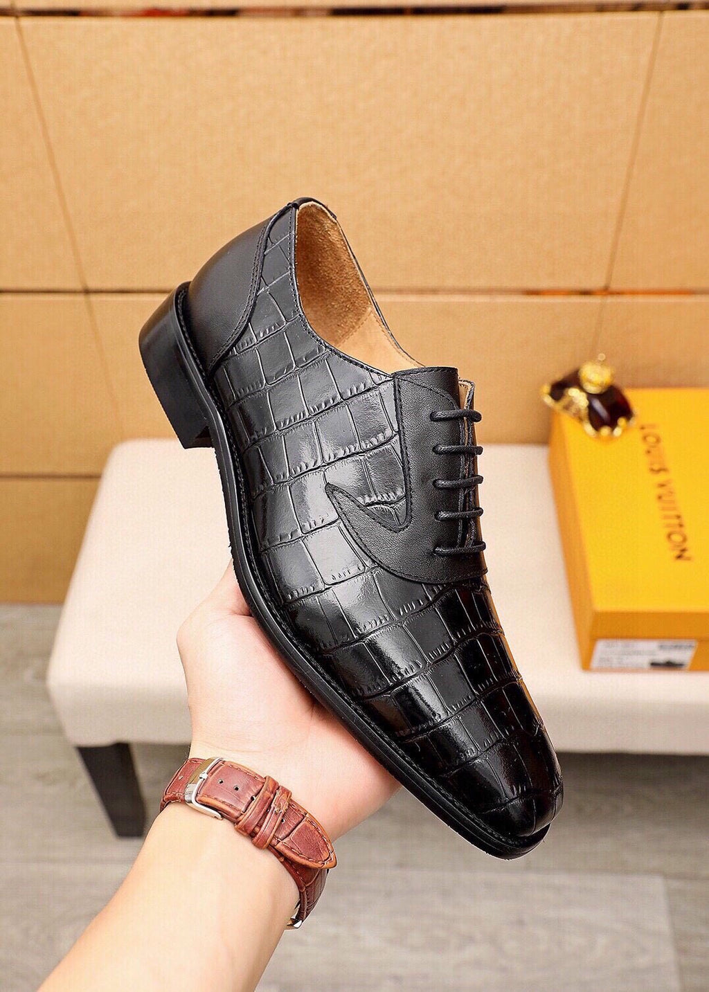 Louis Vuitton Embossed Lace-Up Dress Shoes
