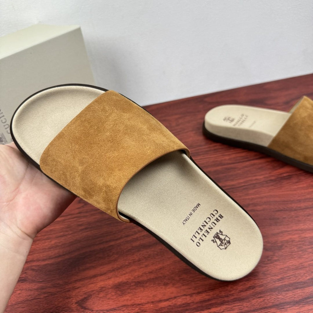 Brunello Cucinelli Men's Suede Slide Sandals