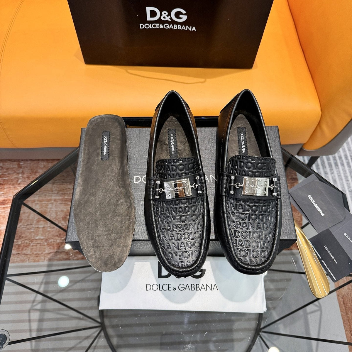 Dolce & Gabbana Embossed Leather Driving Loafers