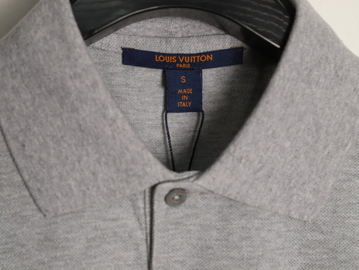 Louis Vuitton Classic Small-Logo Embroidered Polo - Heather Gray