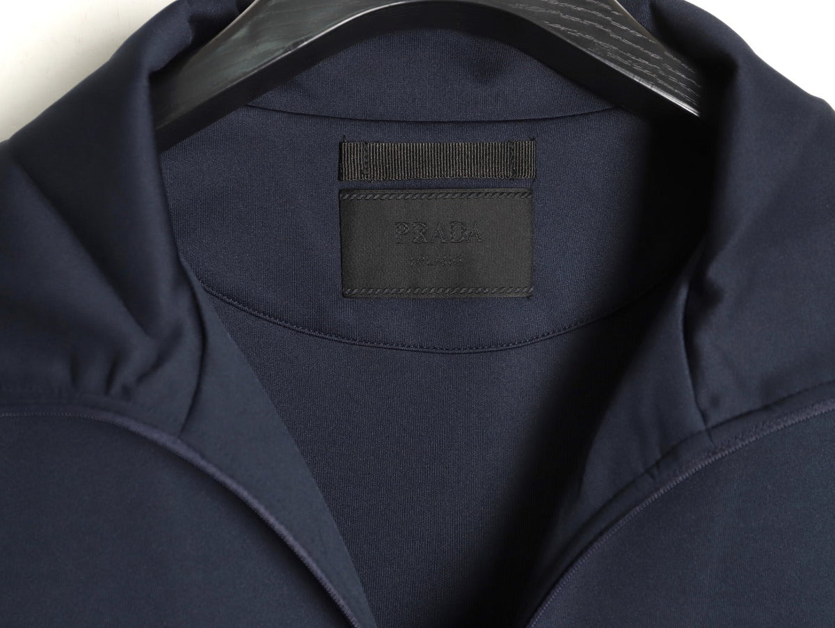 Prada Triangle-Label Detail Stand-Collar Zip Jacket - Navy