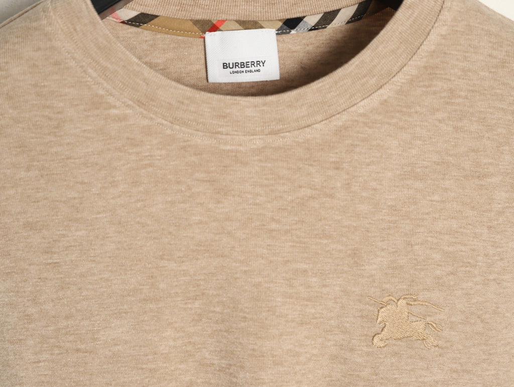 Burberry Equestrian-Detail Check Elbow-Patch Long-Sleeve Top - Light Taupe