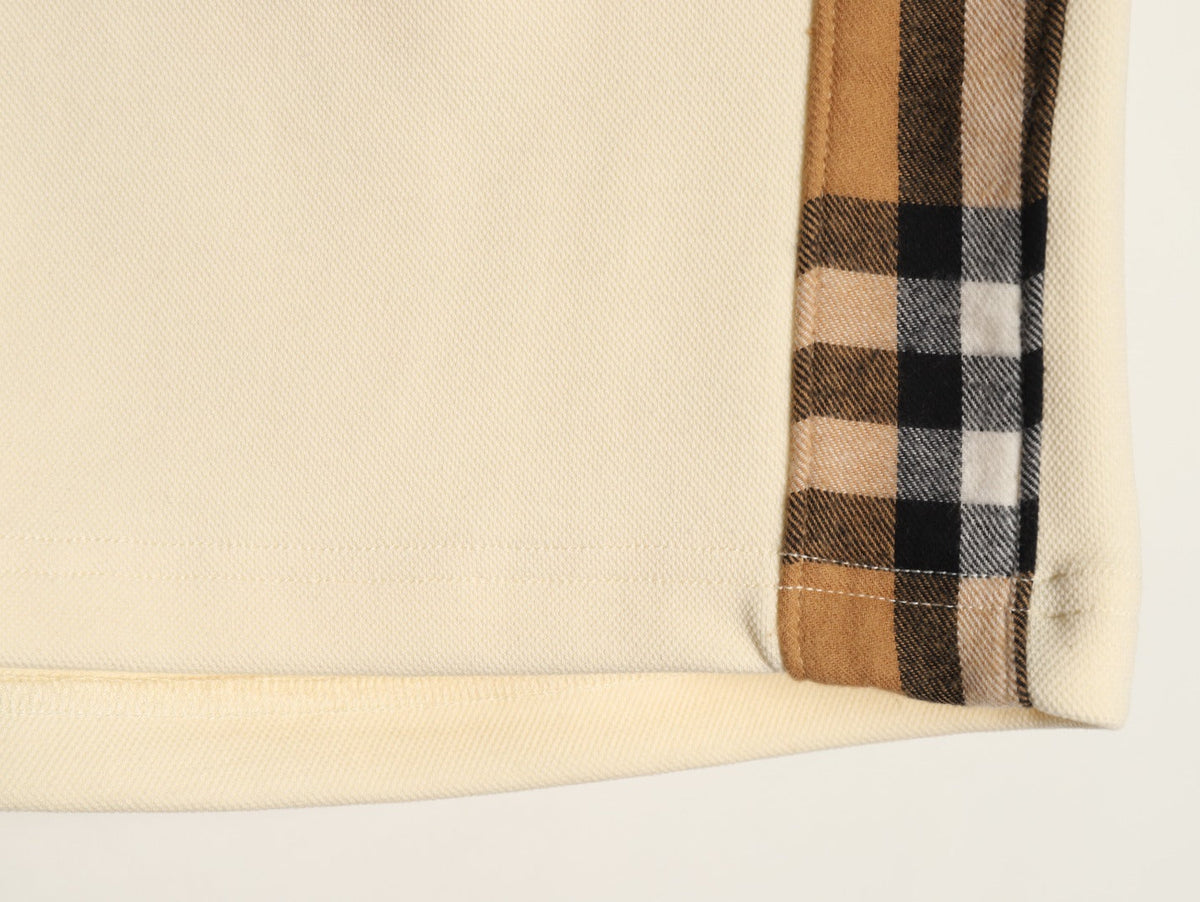 Burberry Equestrian-Emblem Check-Side Shorts - Cream